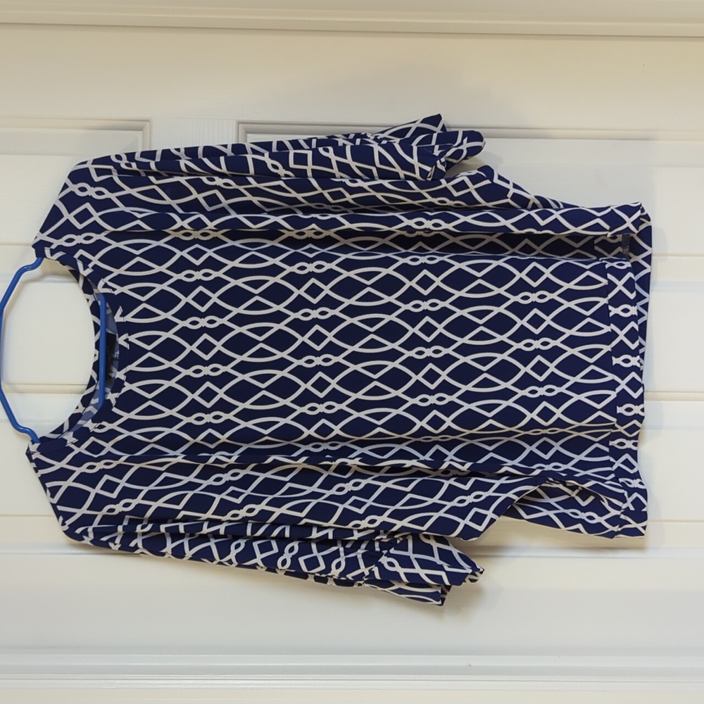 Royal blue and white dolman sleeve shirt